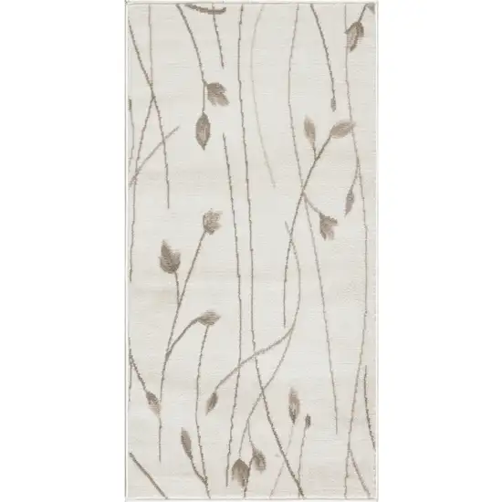 Beige and Ivory Floral Power Loom Area Rug Photo 6