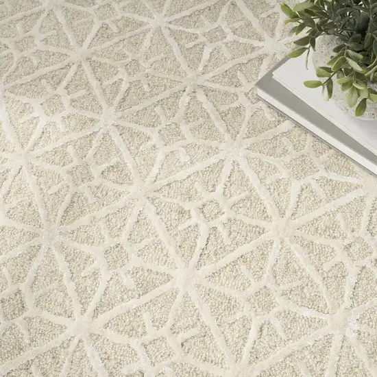 Beige and Ivory Geometric Hand Tufted Area Rug Photo 4