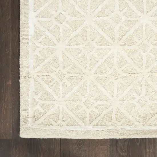 Beige and Ivory Geometric Hand Tufted Area Rug Photo 5