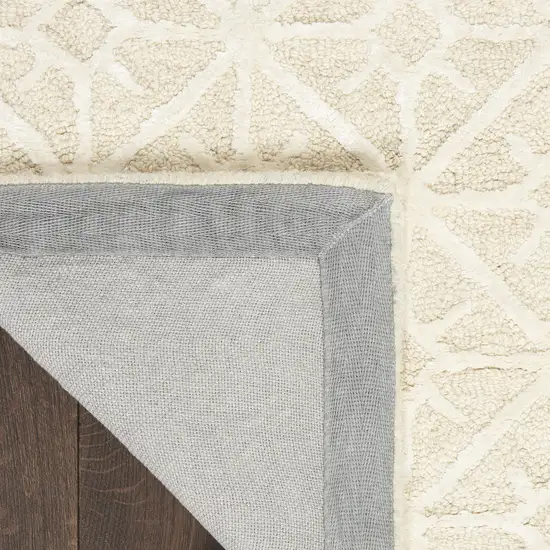 Beige and Ivory Geometric Hand Tufted Area Rug Photo 3