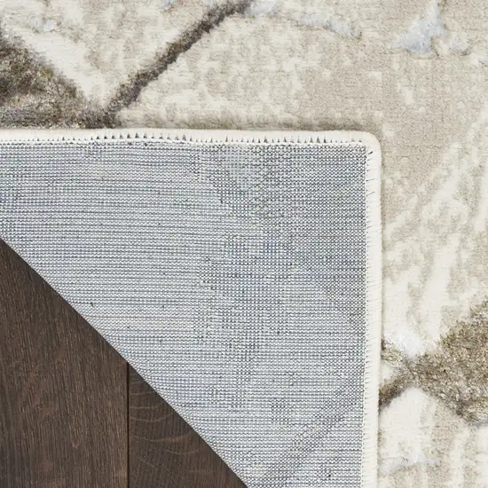 Beige and Ivory Geometric Non Skid Area Rug Photo 2