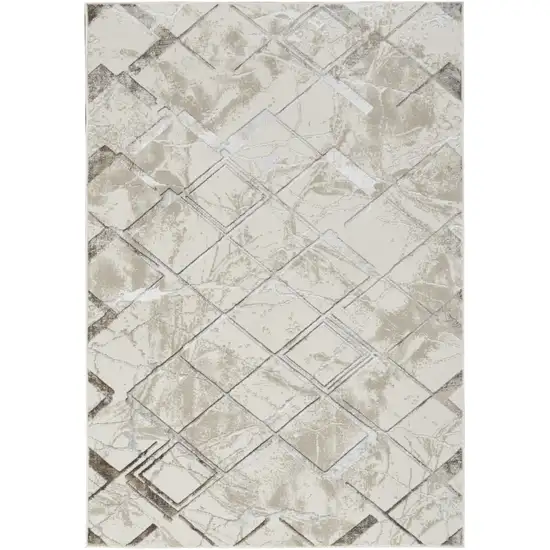 Beige and Ivory Geometric Non Skid Area Rug Photo 1