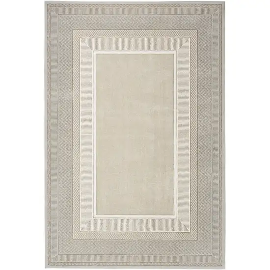 Beige and Ivory Geometric Non Skid Area Rug Photo 7