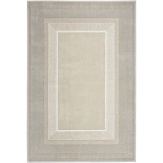 Beige and Ivory Geometric Non Skid Area Rug Photo 2