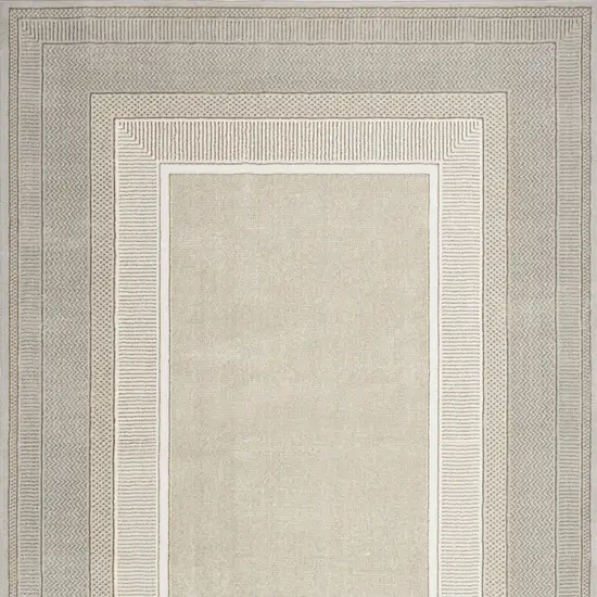 Beige and Ivory Geometric Non Skid Area Rug Photo 6