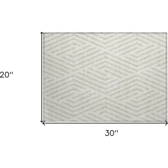 Beige and Ivory Geometric Washable Non Skid Indoor Outdoor Area Rug Photo 3