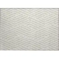 Photo of Beige and Ivory Geometric Washable Non Skid Indoor Outdoor Area Rug