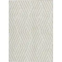 Photo of Beige and Ivory Geometric Washable Non Skid Indoor Outdoor Area Rug