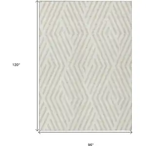 Photo of Beige and Ivory Geometric Washable Non Skid Indoor Outdoor Area Rug