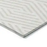 Photo of Beige and Ivory Geometric Washable Non Skid Indoor Outdoor Area Rug