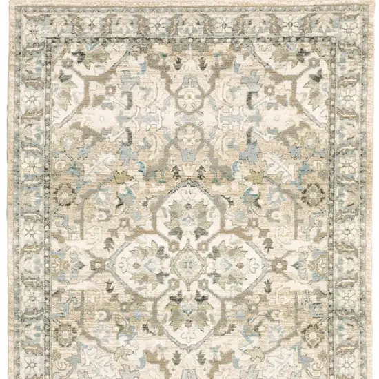 Beige and Ivory Power Loom Area Rug Photo 6