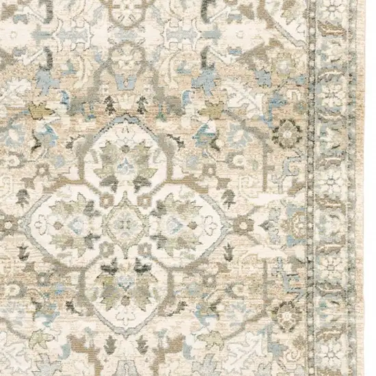 Beige and Ivory Medallion Area Rug Photo 4