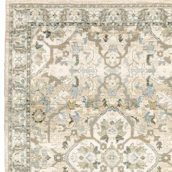 Beige and Ivory Medallion Area Rug Photo 4