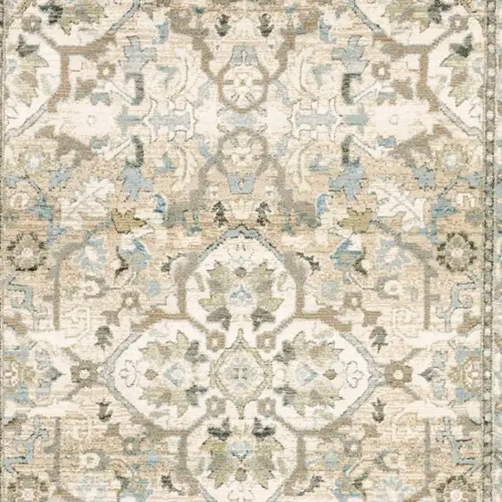 Beige and Ivory Medallion Area Rug Photo 4