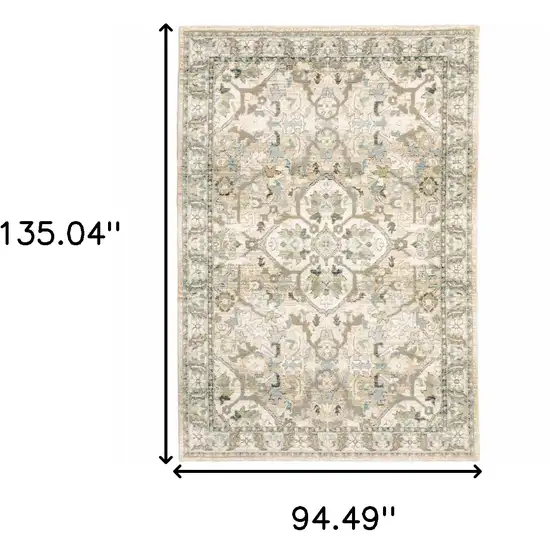 Beige and Ivory Medallion Area Rug Photo 6