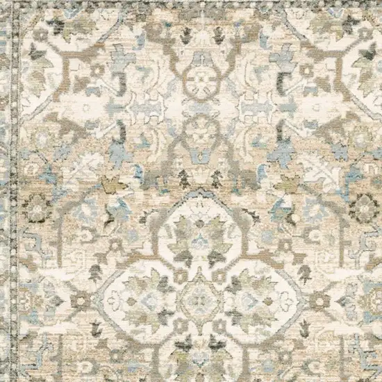 Beige and Ivory Medallion Area Rug Photo 4