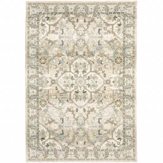 Beige and Ivory Medallion Area Rug Photo 1