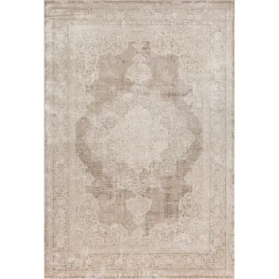 Beige and Ivory Medallion Area Rug Photo 2