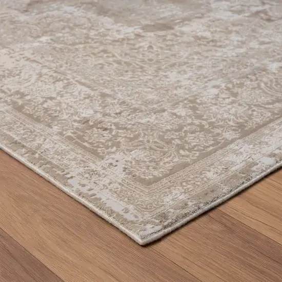 Beige and Ivory Medallion Area Rug Photo 6