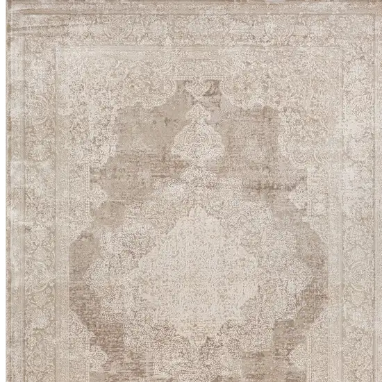 Beige and Ivory Medallion Area Rug Photo 5