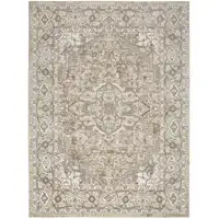 Photo of Beige and Ivory Medallion Power Loom Distressed Area Rug