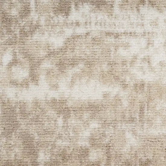 Beige and Ivory Medallion Power Loom Distressed Runner Rug Photo 9