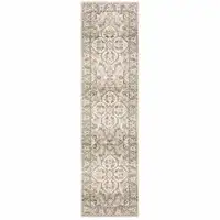 Photo of Beige and Ivory Medallion Runner Rug