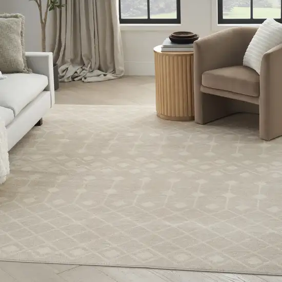 Beige and Ivory Moroccan Power Loom Area Rug Photo 9