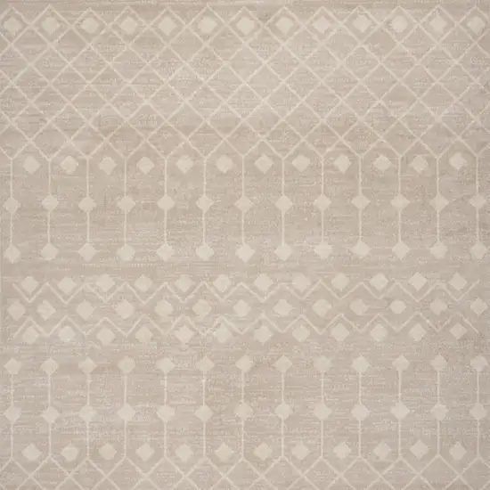 Beige and Ivory Moroccan Power Loom Area Rug Photo 6