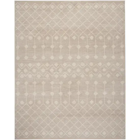 Beige and Ivory Moroccan Power Loom Area Rug Photo 2