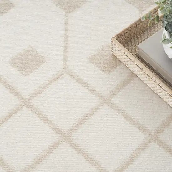 Beige and Ivory Moroccan Power Loom Area Rug Photo 5