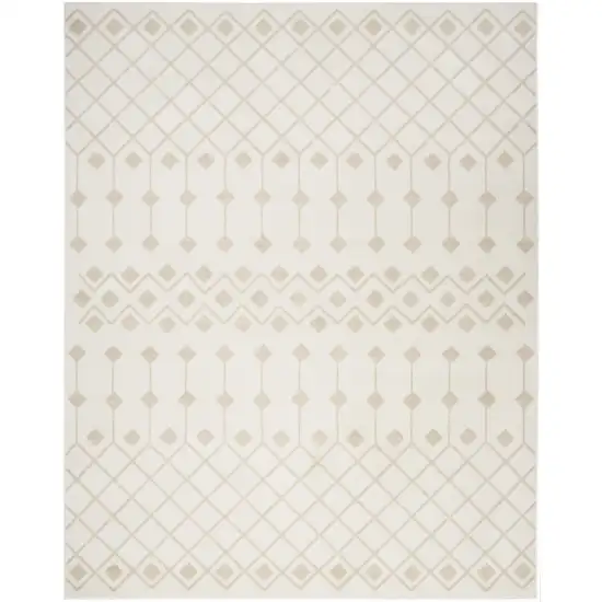 Beige and Ivory Moroccan Power Loom Area Rug Photo 7