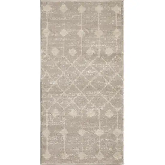 Beige and Ivory Moroccan Power Loom Area Rug Photo 1