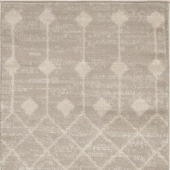 Beige and Ivory Moroccan Power Loom Area Rug Photo 5