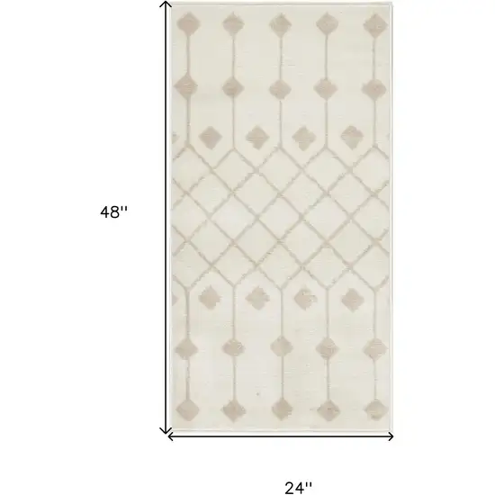 Beige and Ivory Moroccan Power Loom Area Rug Photo 3