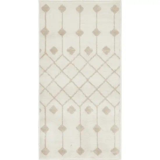 Beige and Ivory Moroccan Power Loom Area Rug Photo 2