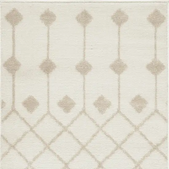 Beige and Ivory Moroccan Power Loom Area Rug Photo 6