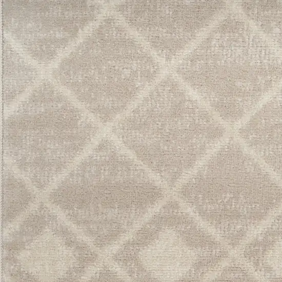 Beige and Ivory Moroccan Power Loom Runner Rug Photo 5