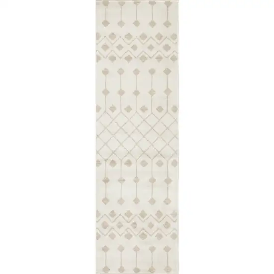 Beige and Ivory Moroccan Power Loom Runner Rug Photo 2