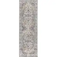 Photo of Beige and Ivory Oriental Power Loom Distressed Washable Non Skid Runner Rug