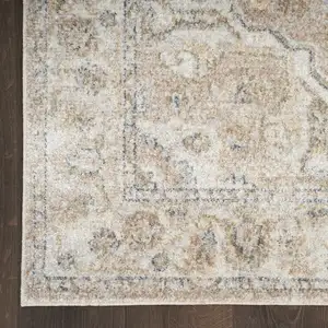 Photo of Beige and Ivory Oriental Power Loom Washable Runner Rug