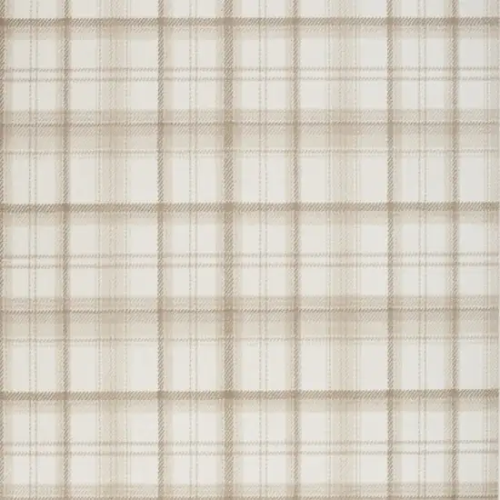 Beige and Ivory Plaid Power Loom Area Rug Photo 4