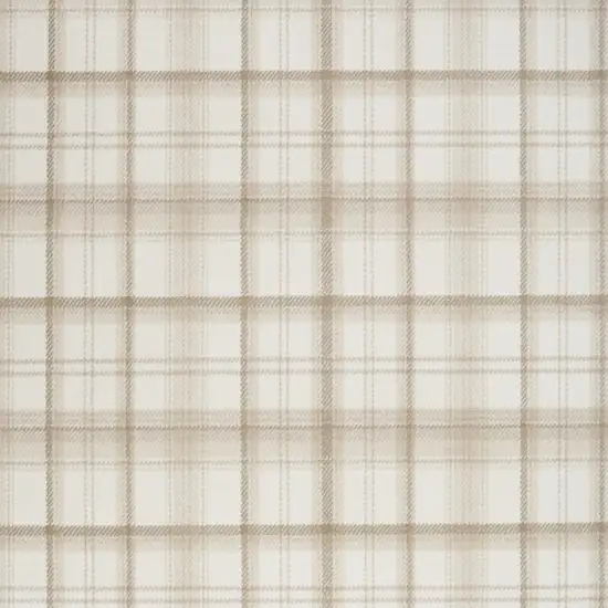 Beige and Ivory Plaid Power Loom Area Rug Photo 4