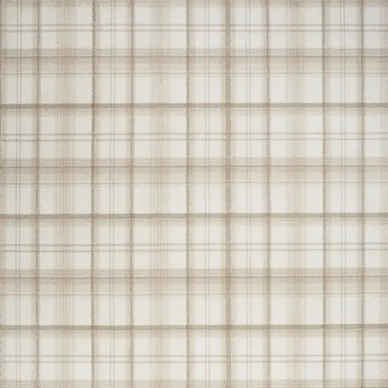 Beige and Ivory Plaid Power Loom Area Rug Photo 5