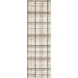 Photo of Beige and Ivory Plaid Power Loom Runner Rug