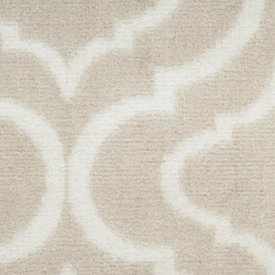 Beige and Ivory Trellis Non Skid Area Rug Photo 9