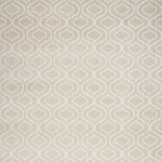 Beige and Ivory Trellis Non Skid Area Rug Photo 6