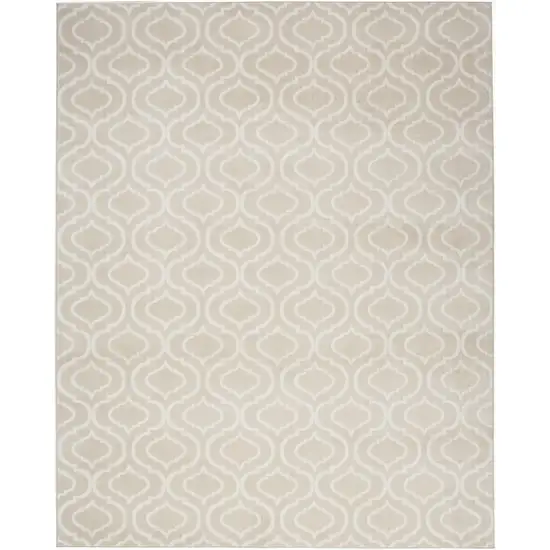 Beige and Ivory Trellis Non Skid Area Rug Photo 5