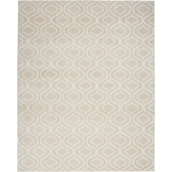 Beige and Ivory Trellis Non Skid Area Rug Photo 2