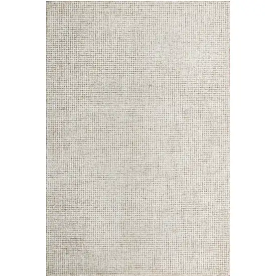 Beige and Ivory Wool Checkered Hand Tufted Area Rug Photo 2